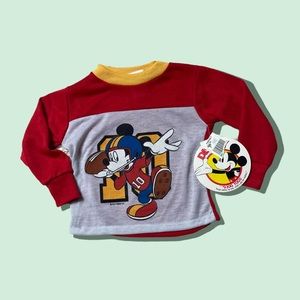 Vintage Deadstock Disney Mickey Mouse By Jog Togs Football Mickey Long Sleeve